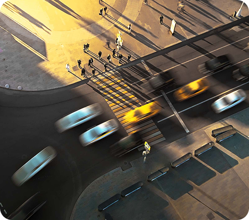 City transportation aerial view