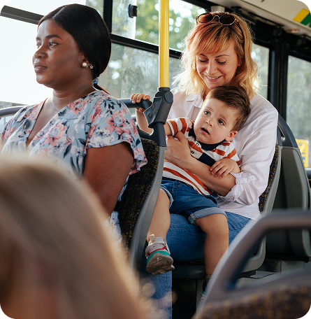 Passengers on transit bus